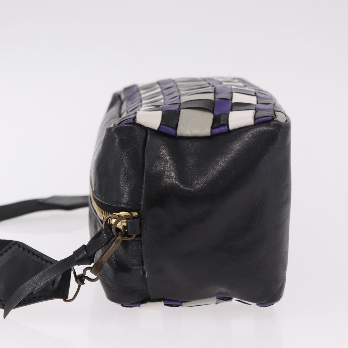 Miu Miu Shoulder Bag Leather Purple Gold Auth bs35677A