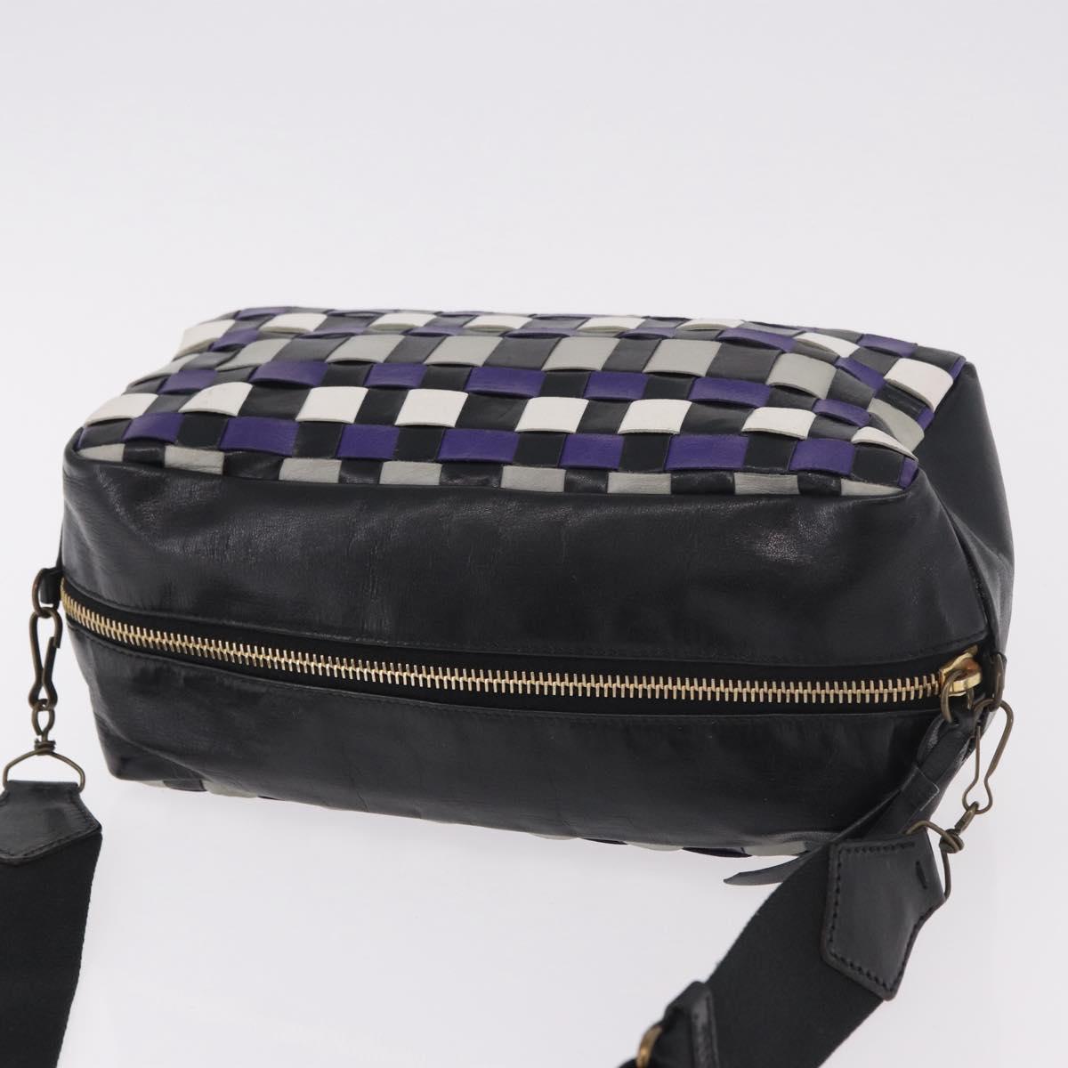 Miu Miu Shoulder Bag Leather Purple Gold Auth bs35677A