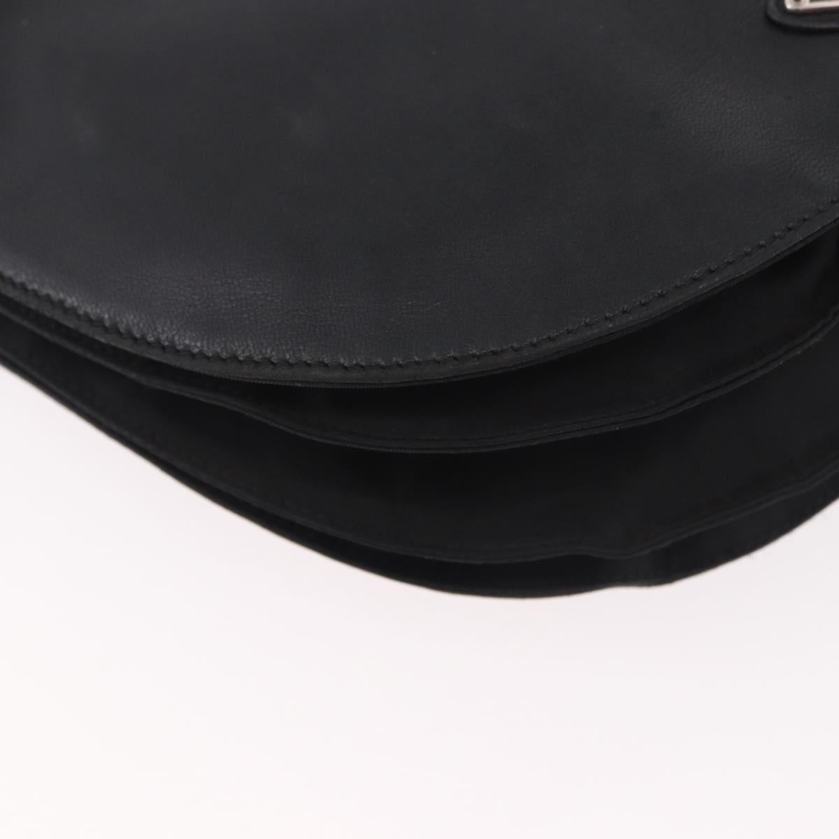 PRADA Shoulder Bag Leather Black Silver Auth bs35678A