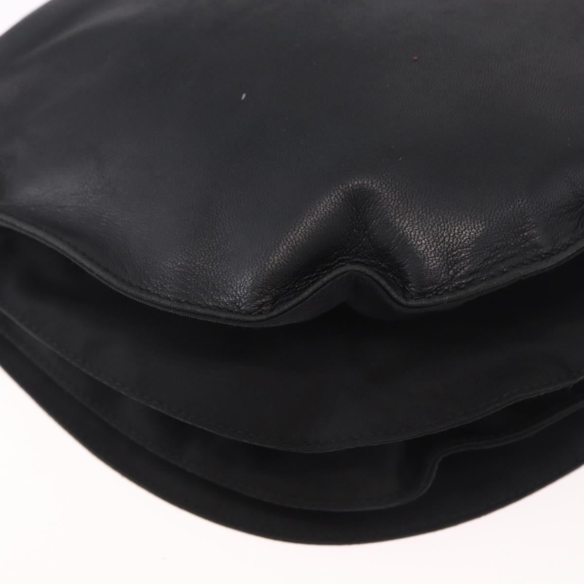 PRADA Shoulder Bag Leather Black Silver Auth bs35678A