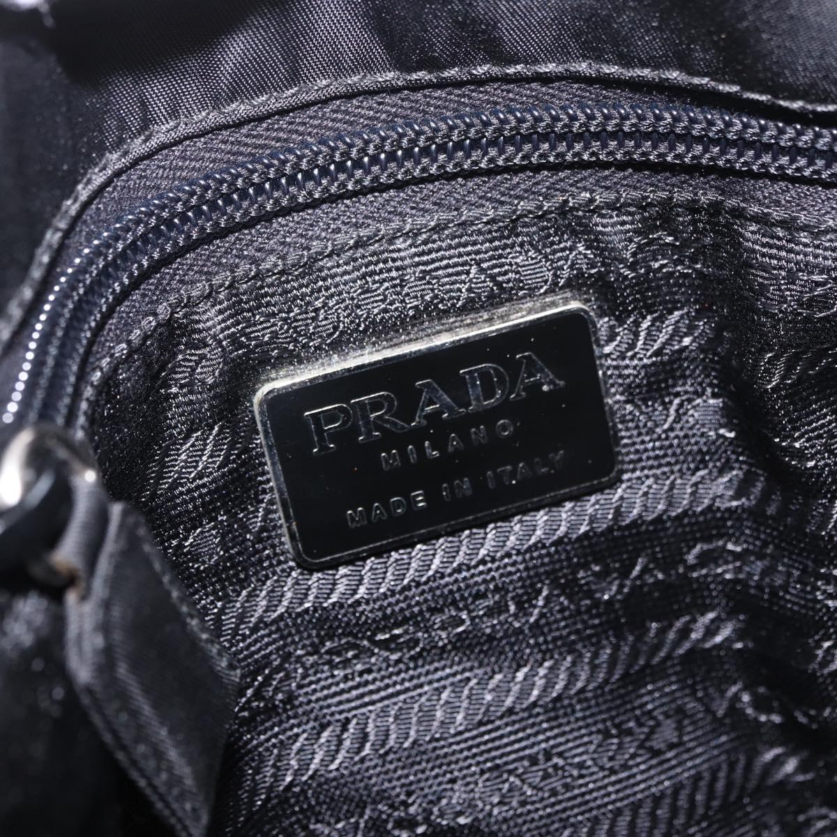 PRADA Shoulder Bag Leather Black Silver Auth bs35678A