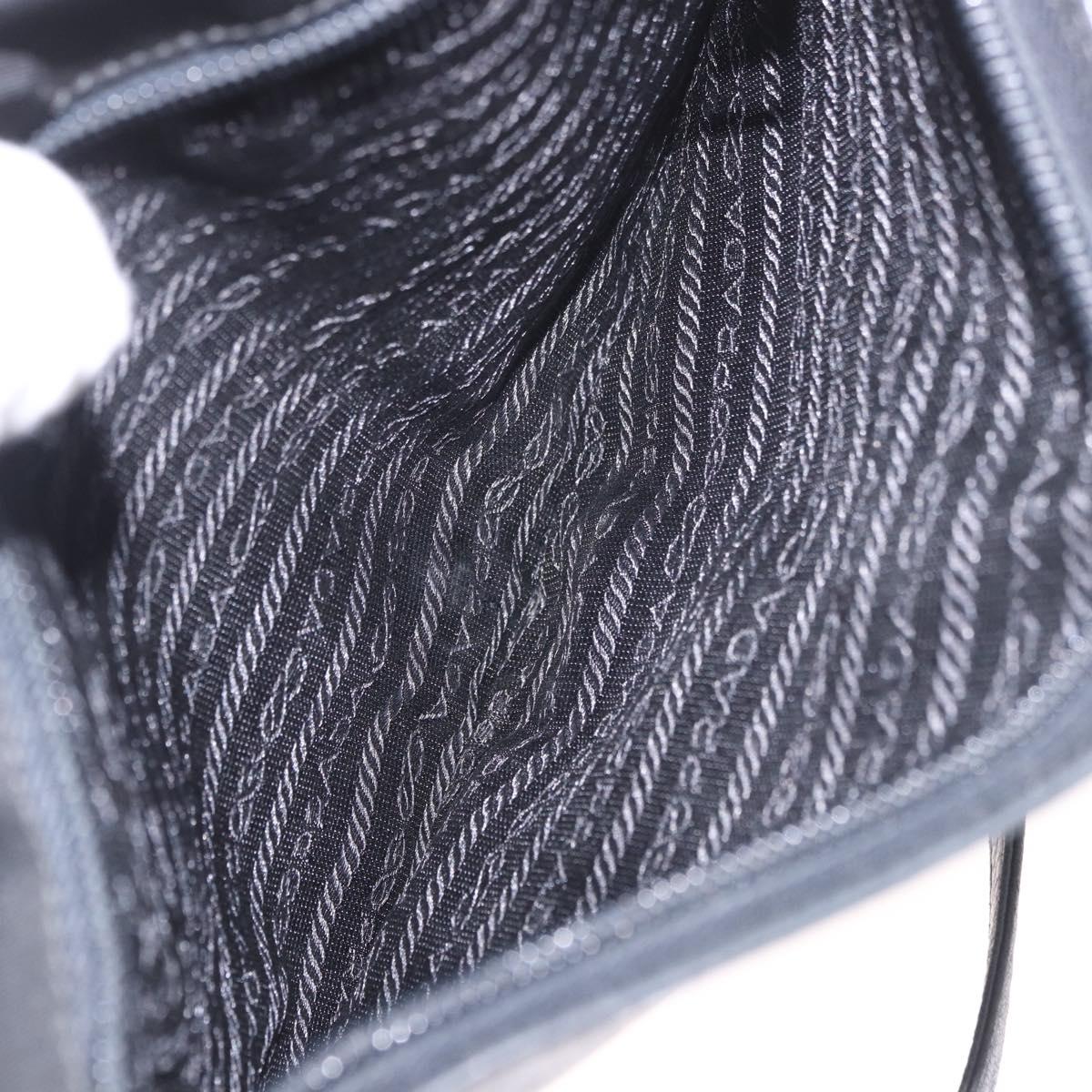PRADA Shoulder Bag Leather Black Silver Auth bs35678A