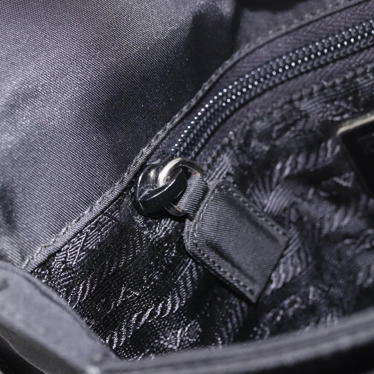 PRADA Shoulder Bag Leather Black Silver Auth bs35678A