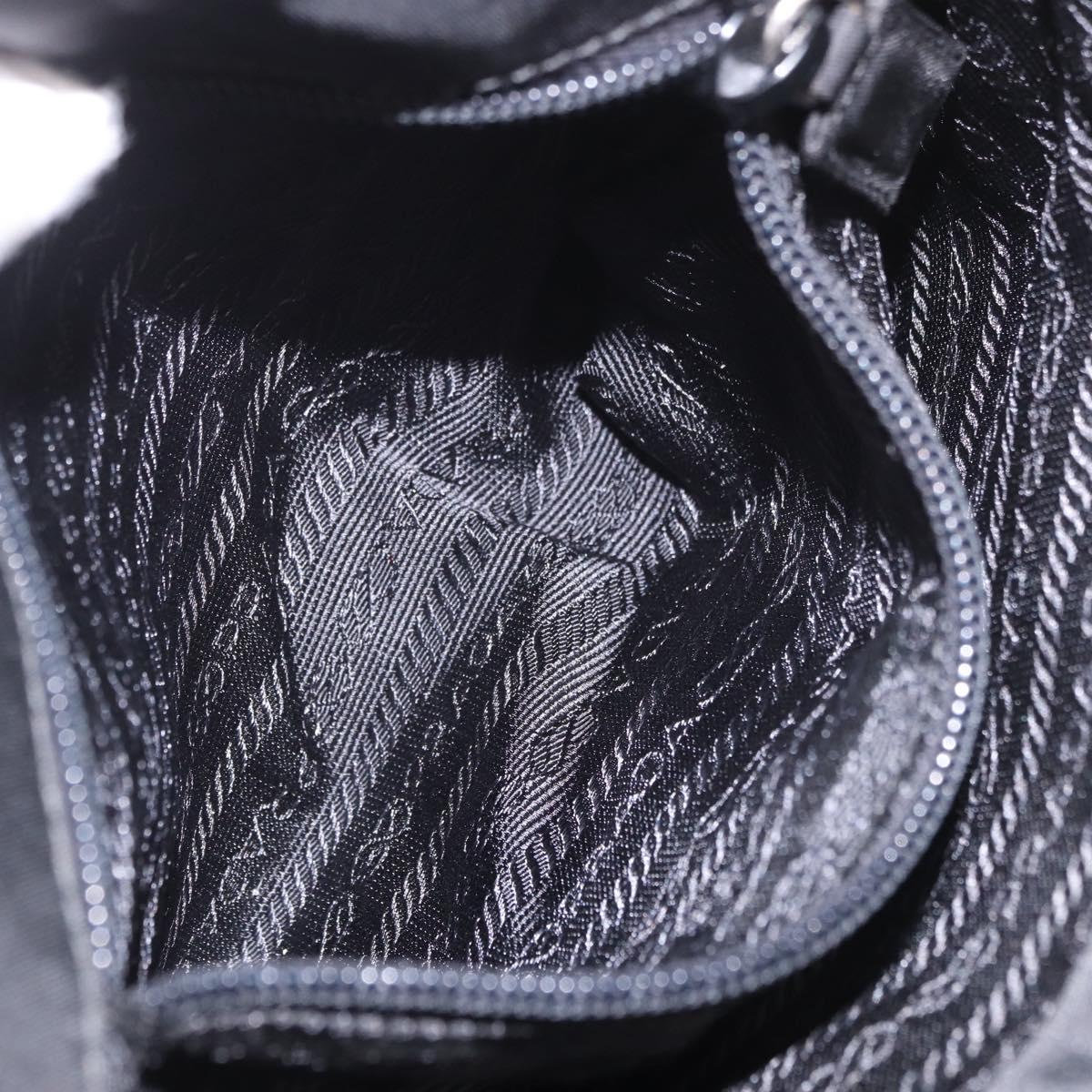 PRADA Shoulder Bag Leather Black Silver Auth bs35678A