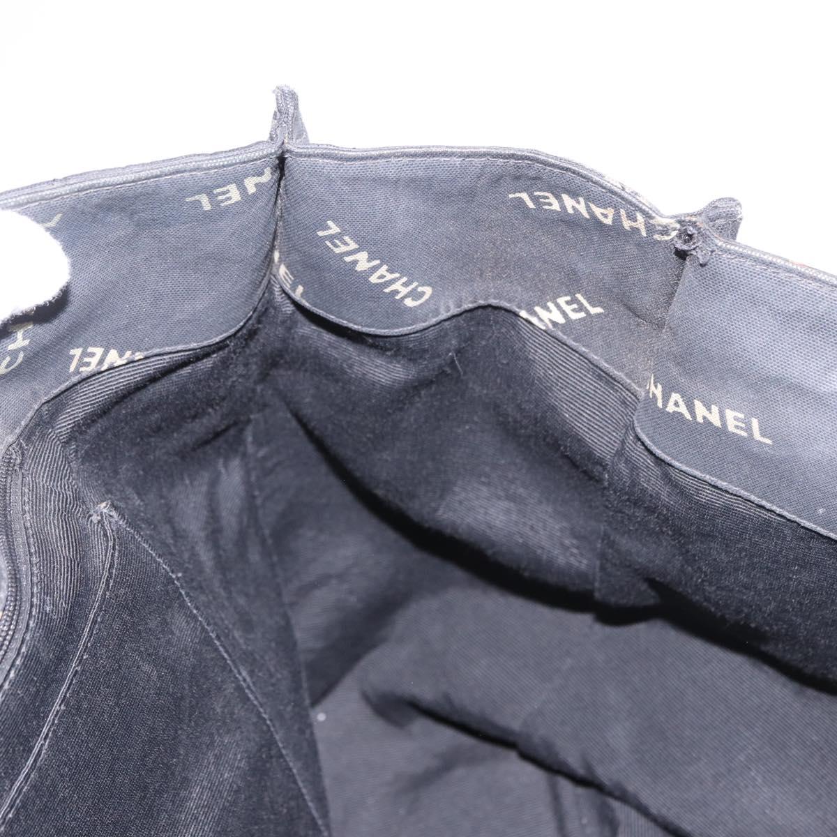 CHANEL Matelasse Chain Tote Bag Coated Canvas Black Gold CC Auth bs35682