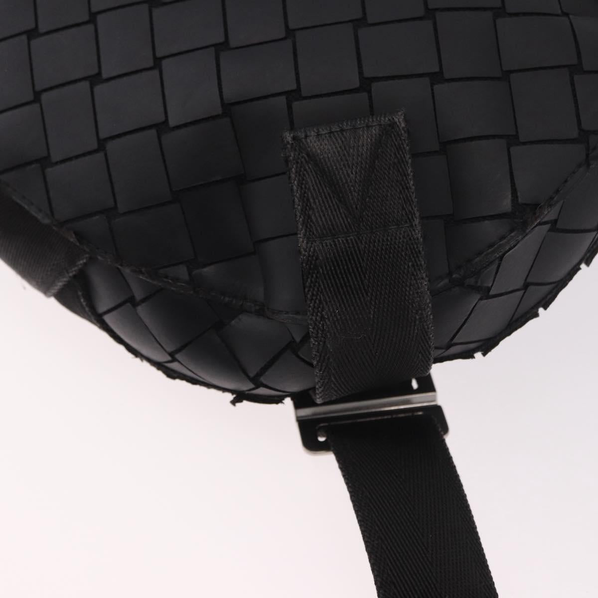 BOTTEGA VENETA INTRECCIATO Body Bag Leather Black Silver Auth bs35683A