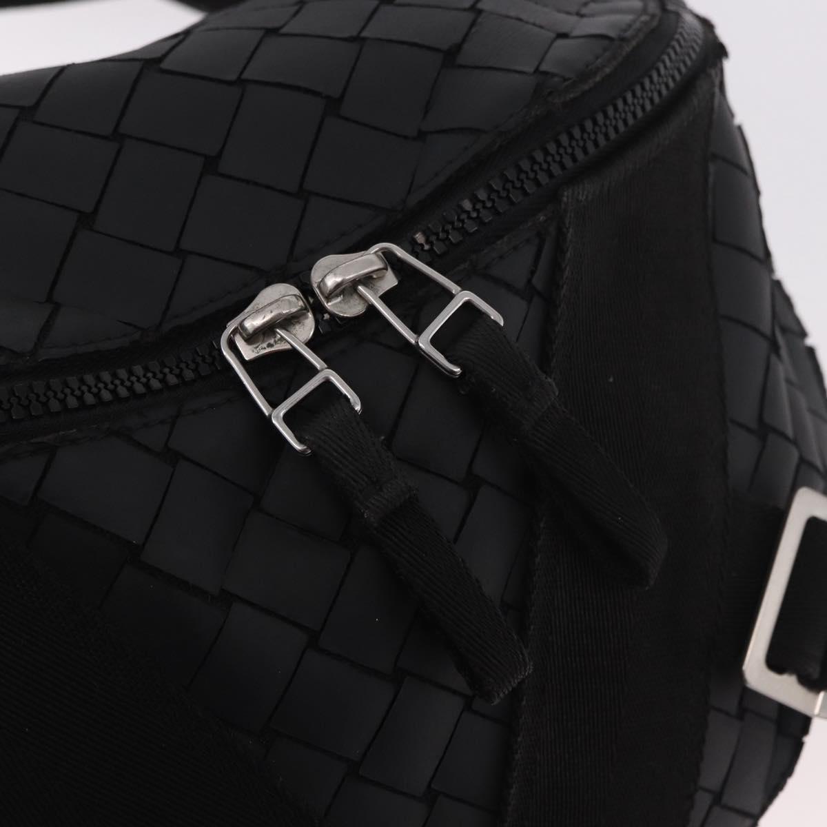 BOTTEGA VENETA INTRECCIATO Body Bag Leather Black Silver Auth bs35683A