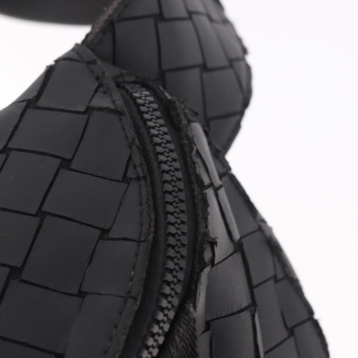 BOTTEGA VENETA INTRECCIATO Body Bag Leather Black Silver Auth bs35683A