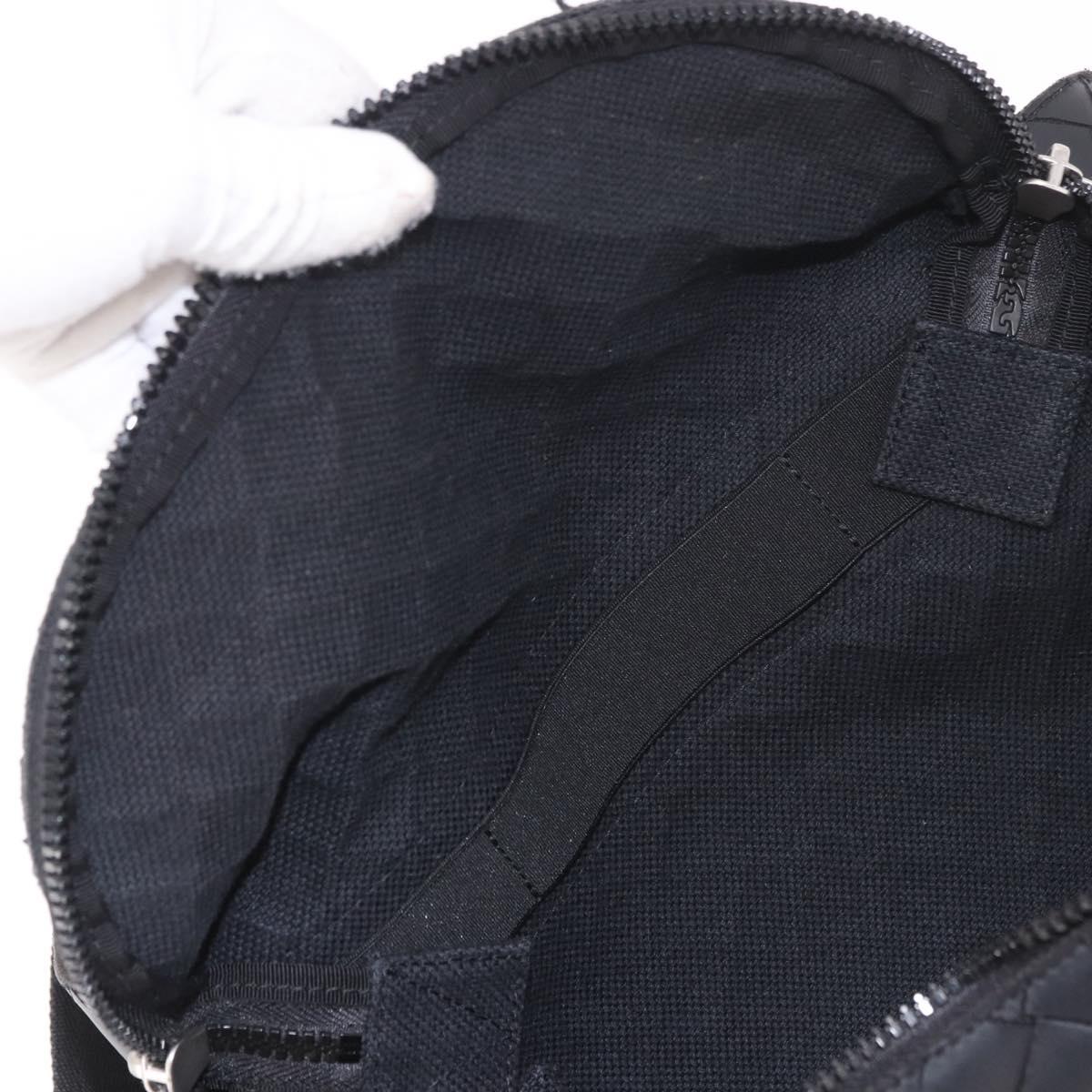 BOTTEGA VENETA INTRECCIATO Body Bag Leather Black Silver Auth bs35683A