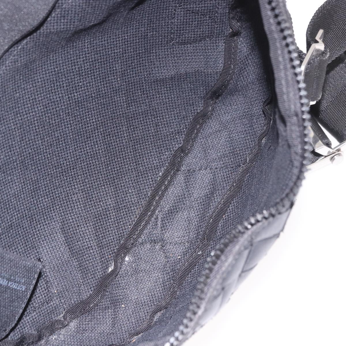 BOTTEGA VENETA INTRECCIATO Body Bag Leather Black Silver Auth bs35683A