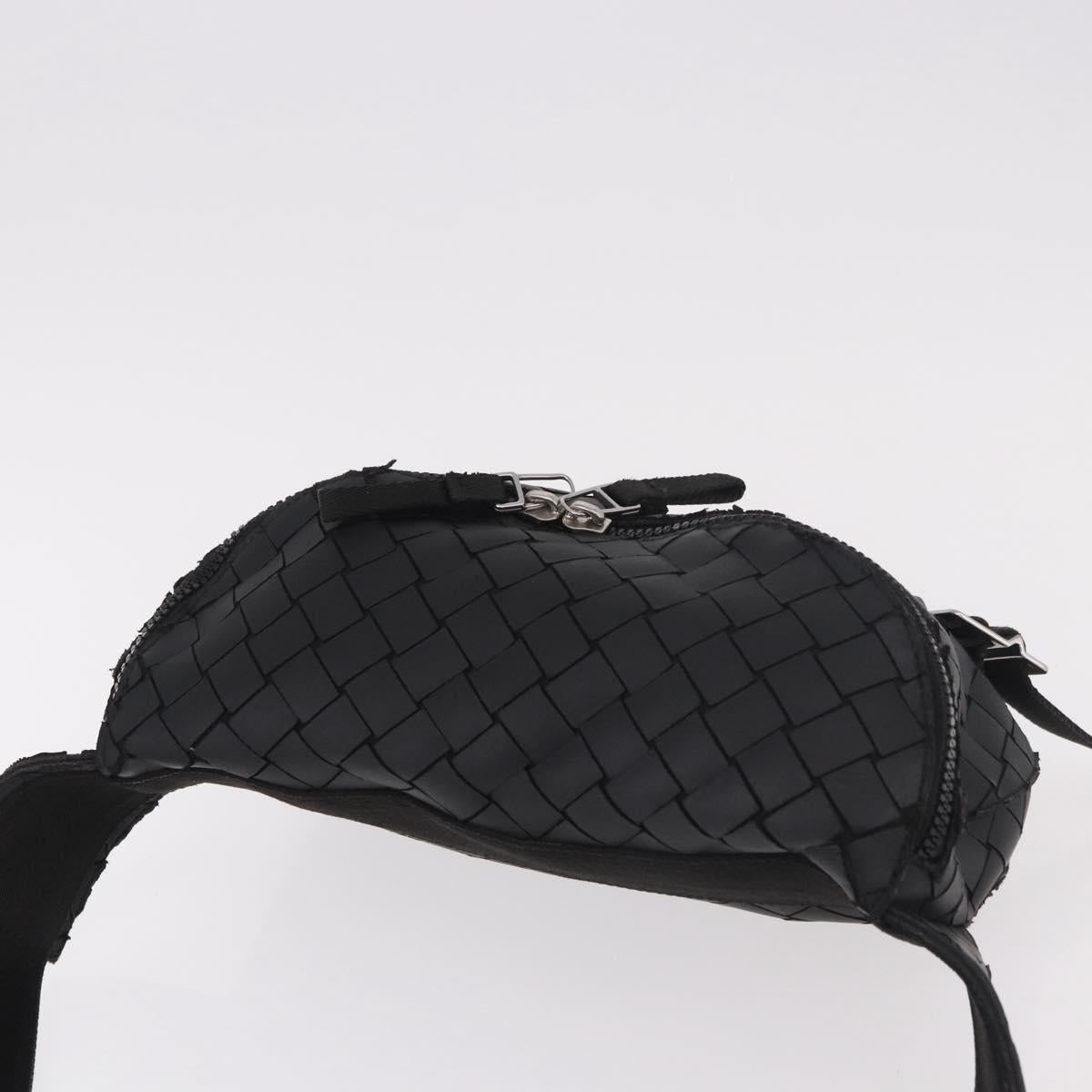 BOTTEGA VENETA INTRECCIATO Body Bag Leather Black Silver Auth bs35683A