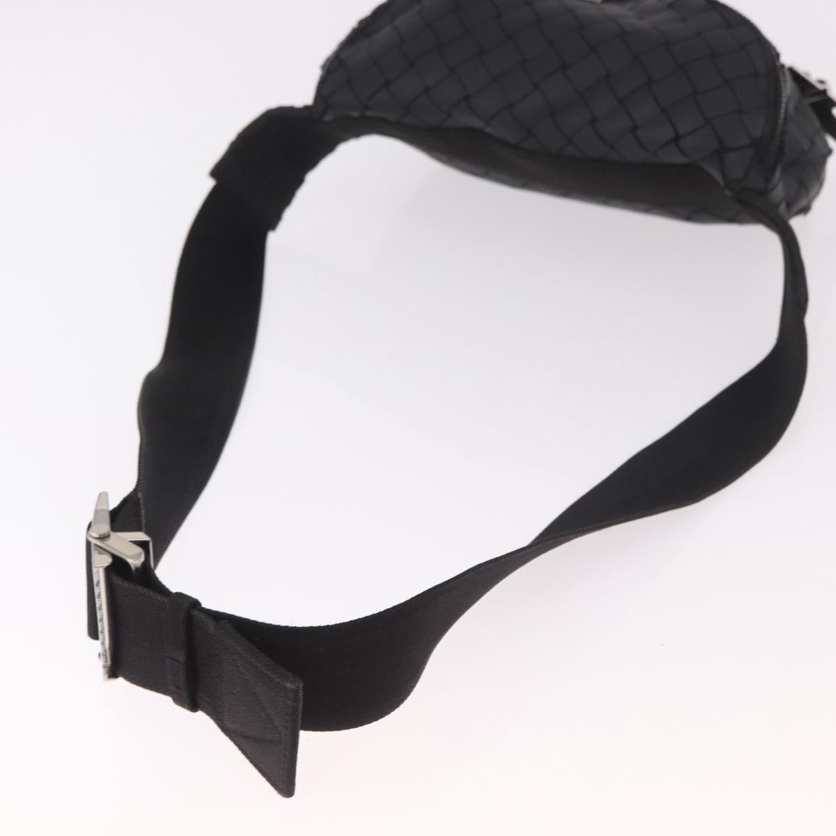 BOTTEGA VENETA INTRECCIATO Body Bag Leather Black Silver Auth bs35683A