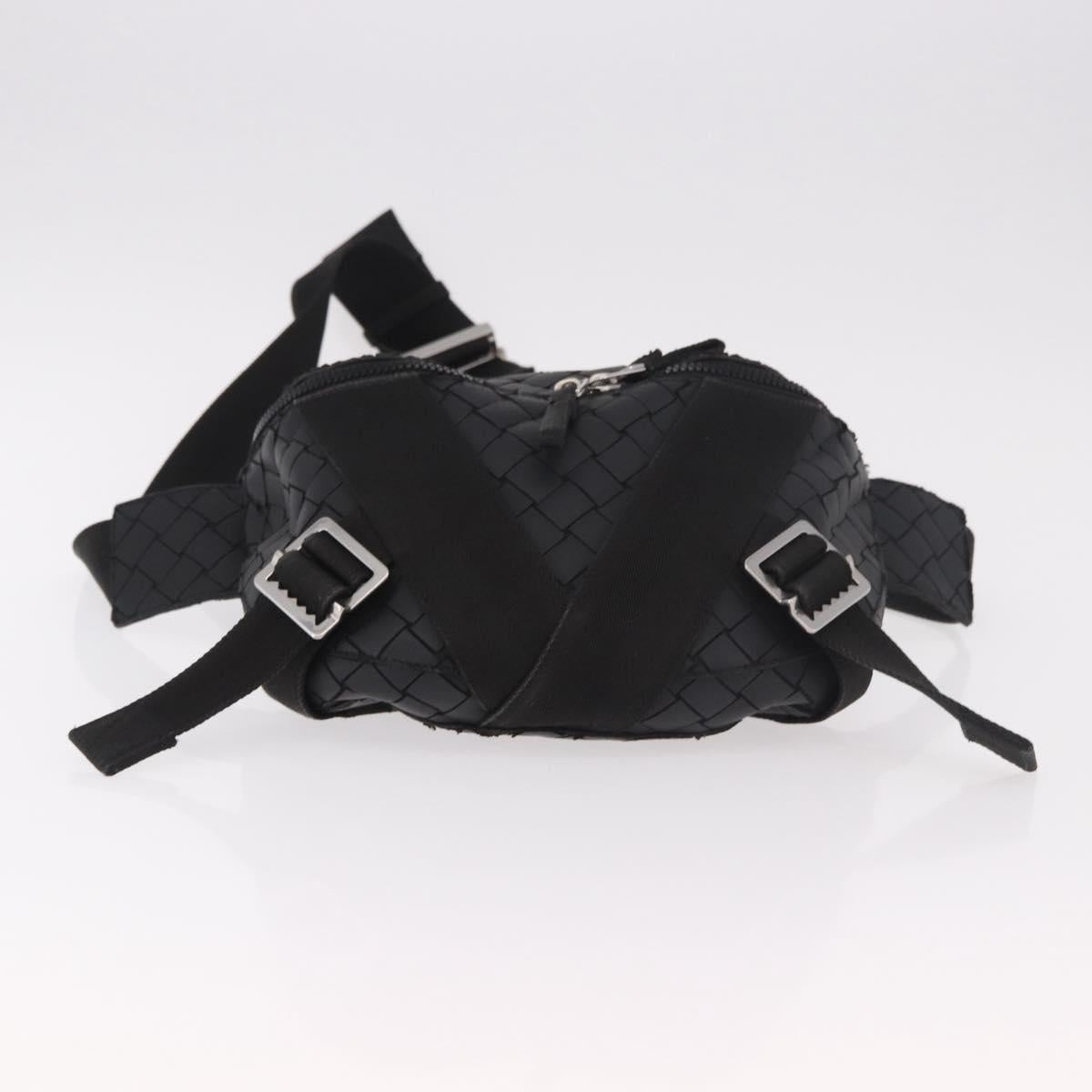 BOTTEGA VENETA INTRECCIATO Body Bag Leather Black Silver Auth bs35683A
