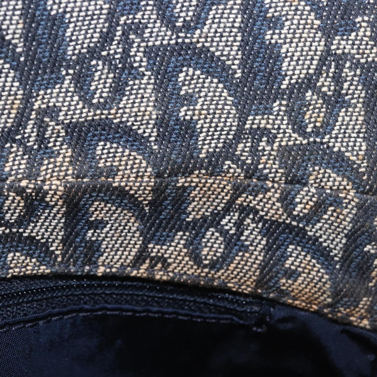 Christian Dior Trotter Canvas Marispearl Chain Bag Navy Gold Auth bs35684A