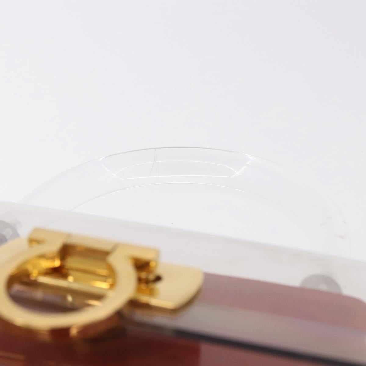 Salvatore Ferragamo Gancini Hand Bag plastic Clear Gold Auth bs35685V