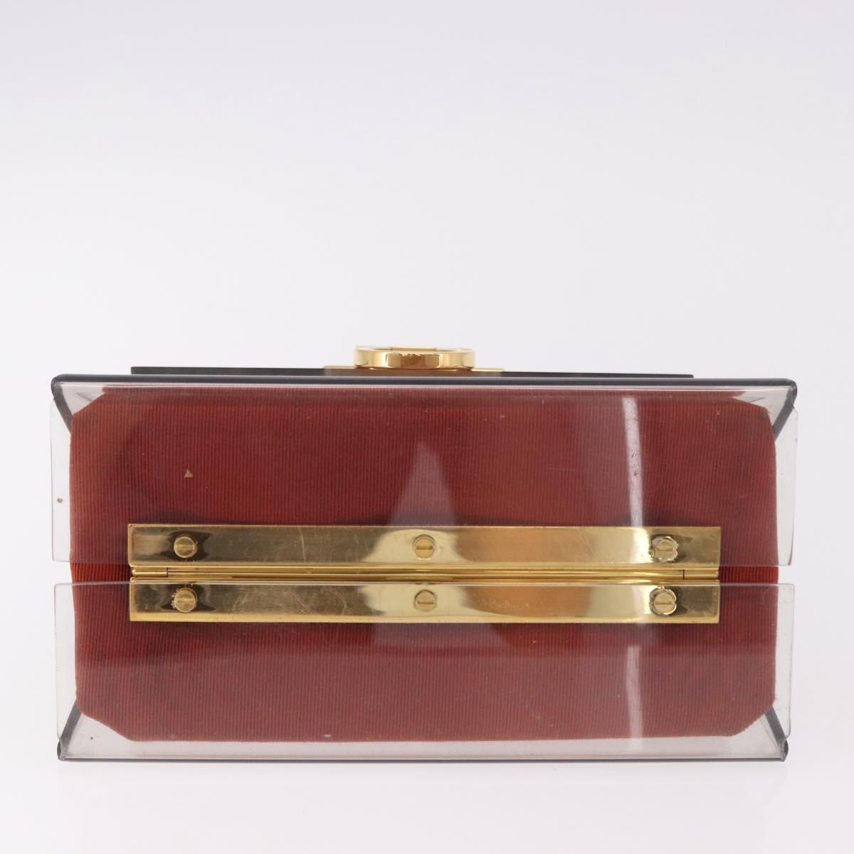 Salvatore Ferragamo Gancini Hand Bag plastic Clear Gold Auth bs35685V