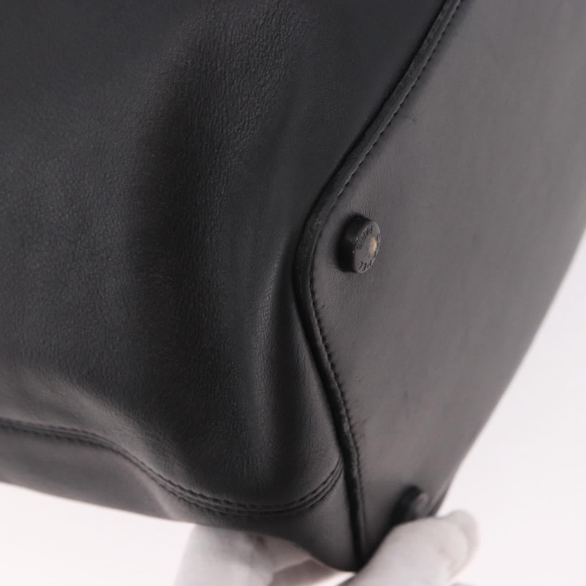 CHANEL Tote Bag Calf Leather Black CC Auth bs35686V