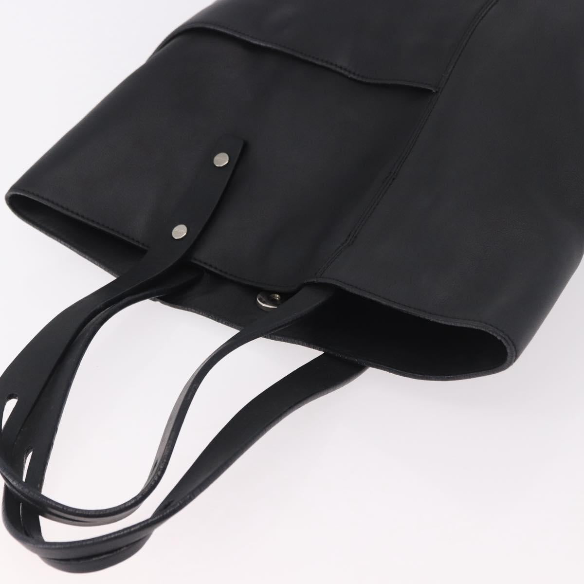 LOEWE Tote Bag Leather Black Silver Auth bs35687
