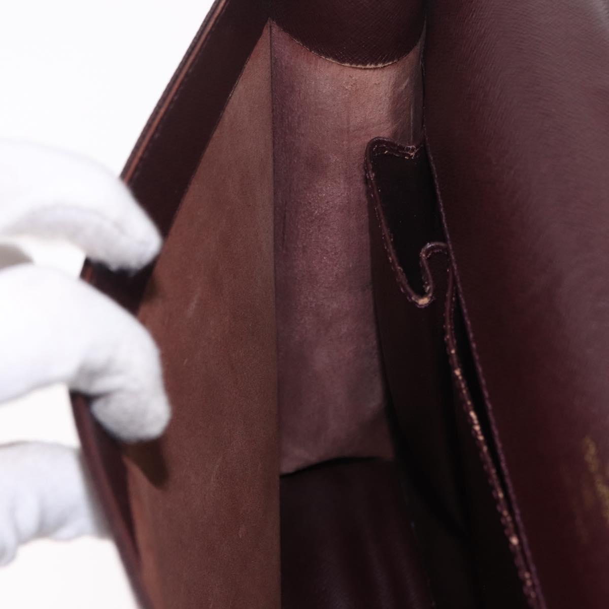 LOUIS VUITTON Taiga Porte Documents Angara Bag Acajou M30776 Auth bs35692