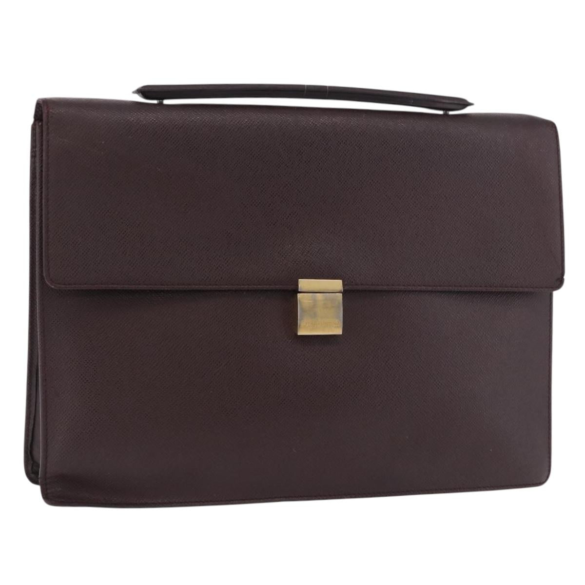 LOUIS VUITTON Taiga Porte Documents Angara Bag Acajou M30776 Auth bs35692