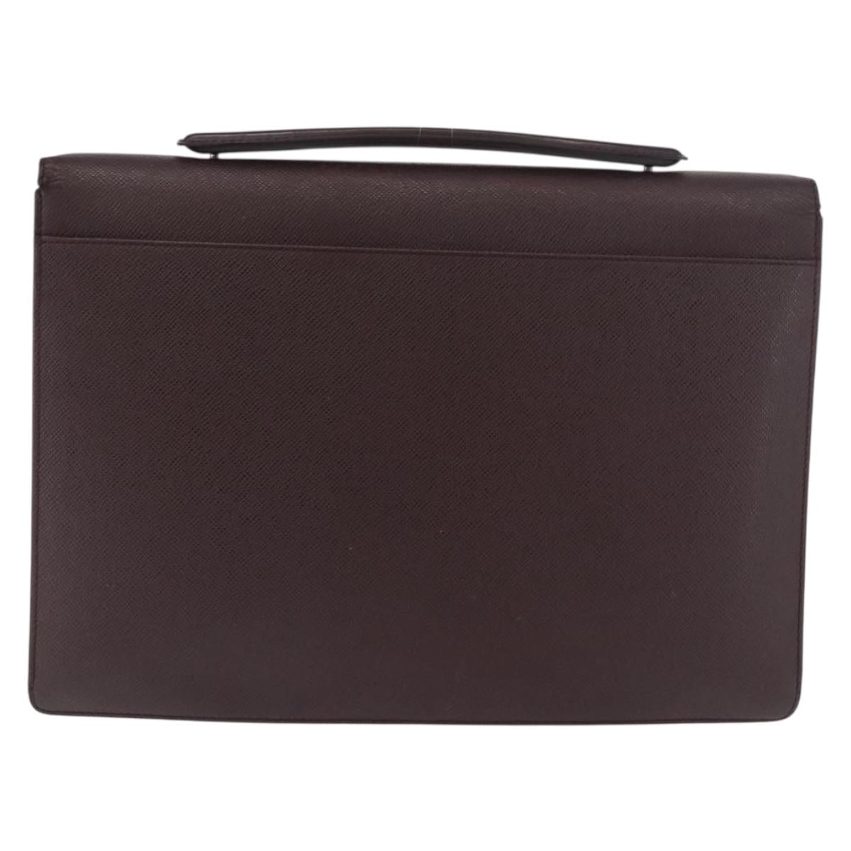 LOUIS VUITTON Taiga Porte Documents Angara Bag Acajou M30776 Auth bs35692