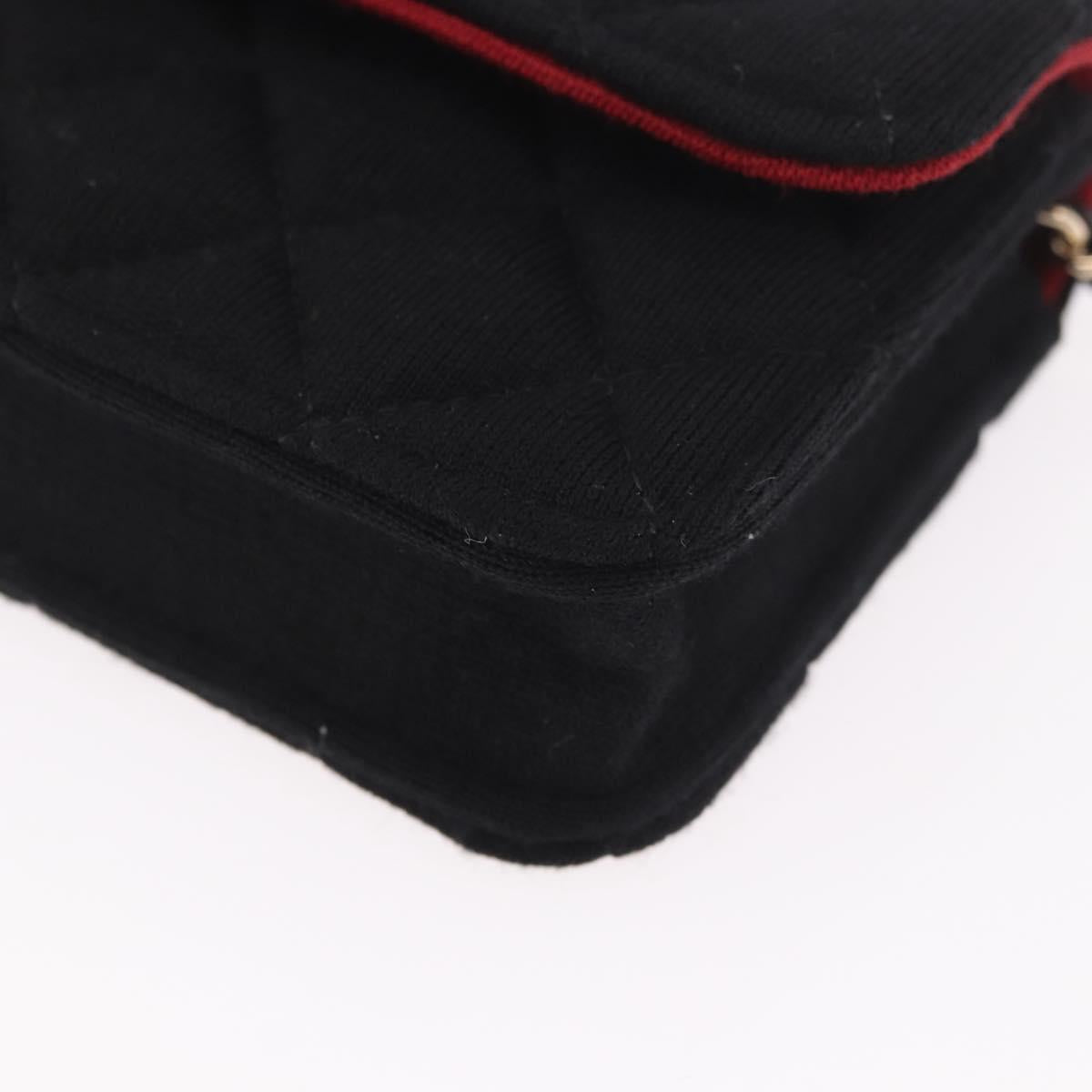 CHANEL Matelasse Chain Shoulder Bag Canvas Black Gold CC Auth bs35695SAM