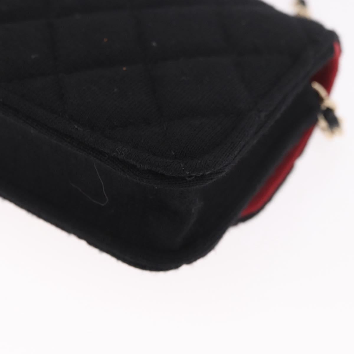 CHANEL Matelasse Chain Shoulder Bag Canvas Black Gold CC Auth bs35695SAM