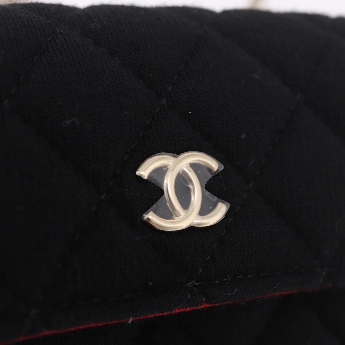 CHANEL Matelasse Chain Shoulder Bag Canvas Black Gold CC Auth bs35695SAM