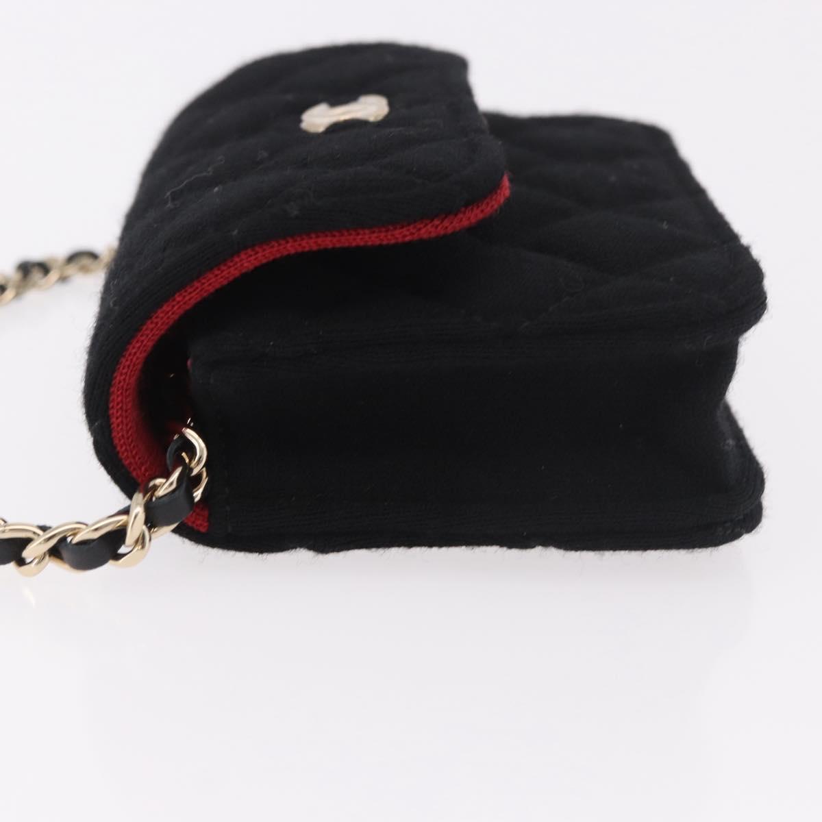 CHANEL Matelasse Chain Shoulder Bag Canvas Black Gold CC Auth bs35695SAM
