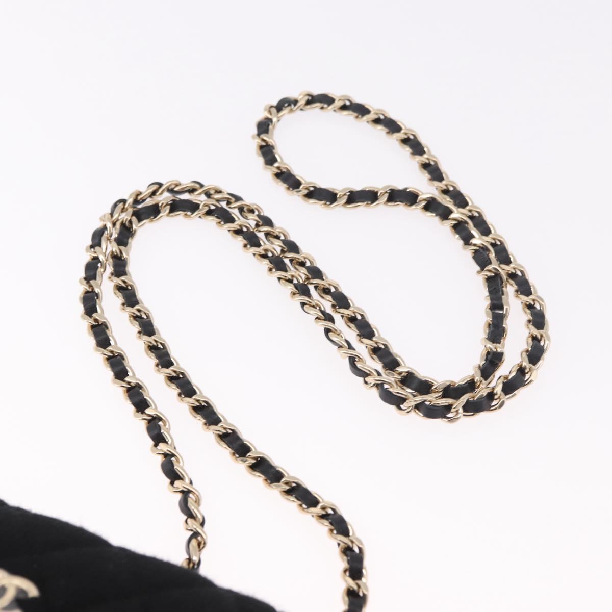 CHANEL Matelasse Chain Shoulder Bag Canvas Black Gold CC Auth bs35695SAM