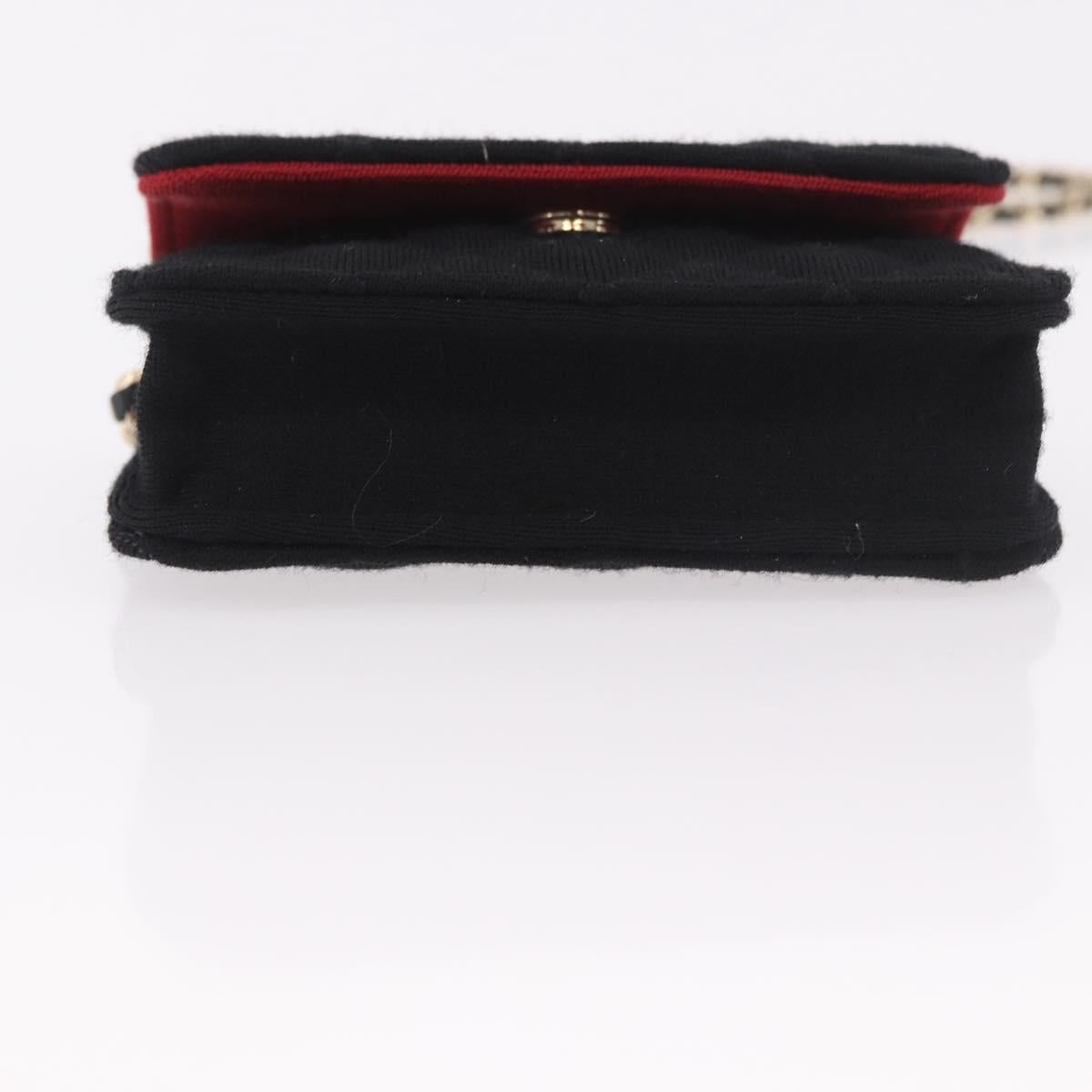 CHANEL Matelasse Chain Shoulder Bag Canvas Black Gold CC Auth bs35695SAM