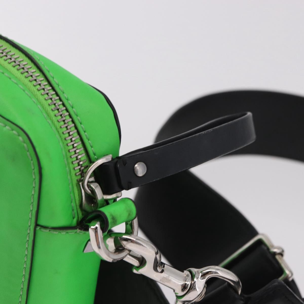 VALENTINO Shoulder Bag Leather Green Silver Auth bs35697