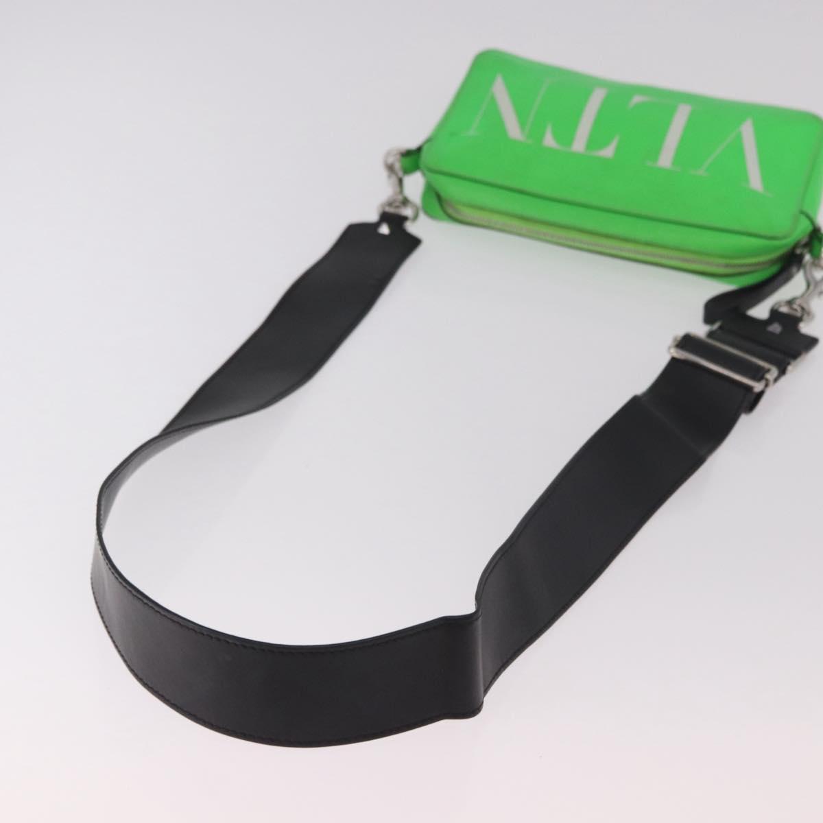 VALENTINO Shoulder Bag Leather Green Silver Auth bs35697