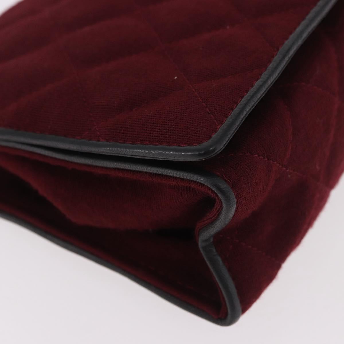 CHANEL Matelasse Chain Shoulder Bag Canvas Bordeaux Gold CC Auth bs35698A