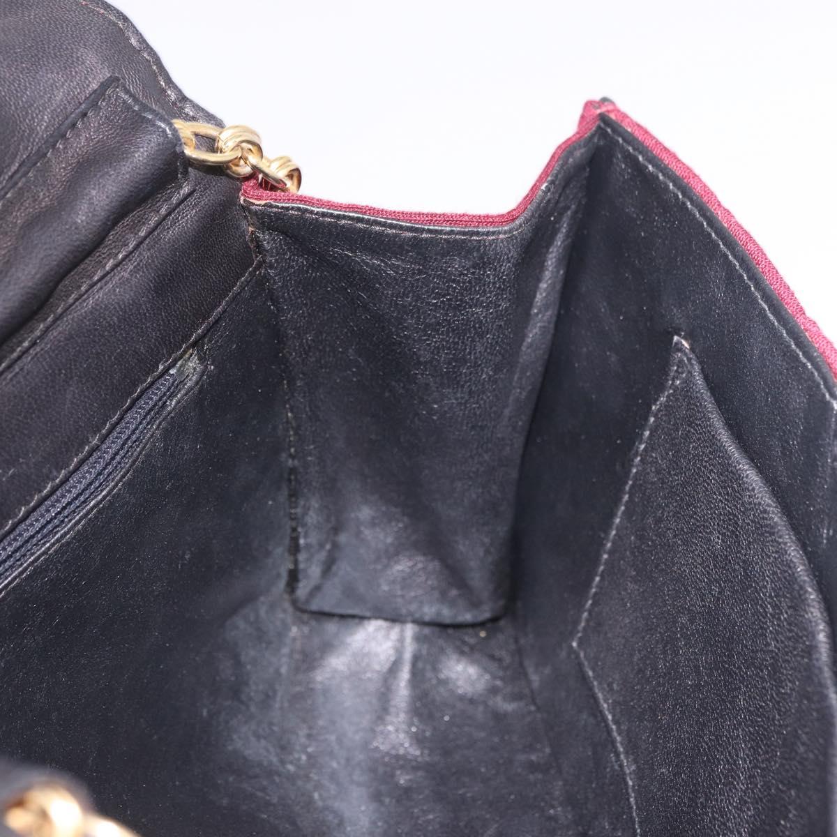 CHANEL Matelasse Chain Shoulder Bag Canvas Bordeaux Gold CC Auth bs35698A