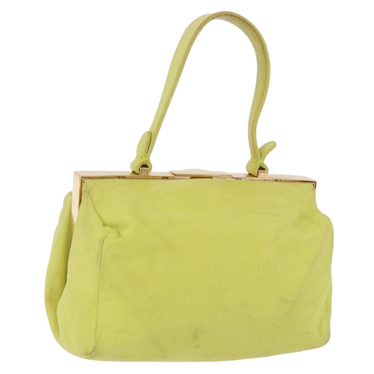 Miu Miu Hand Pouch Leather Green Gold Auth bs35699A