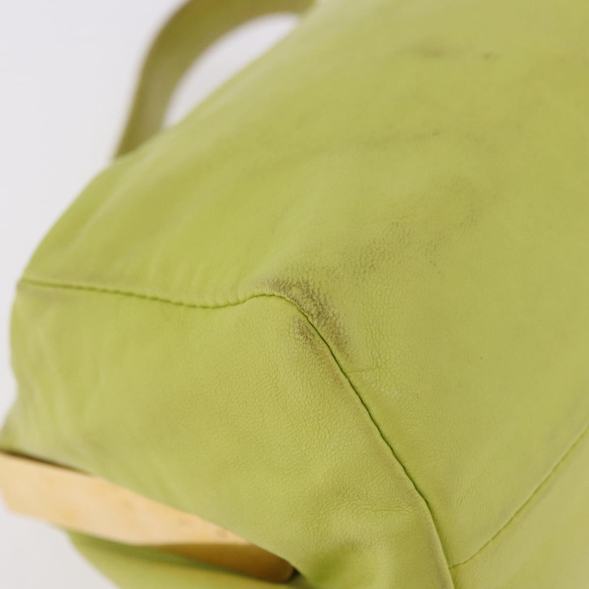 Miu Miu Hand Pouch Leather Green Gold Auth bs35699A