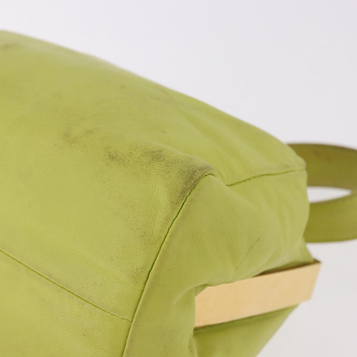 Miu Miu Hand Pouch Leather Green Gold Auth bs35699A