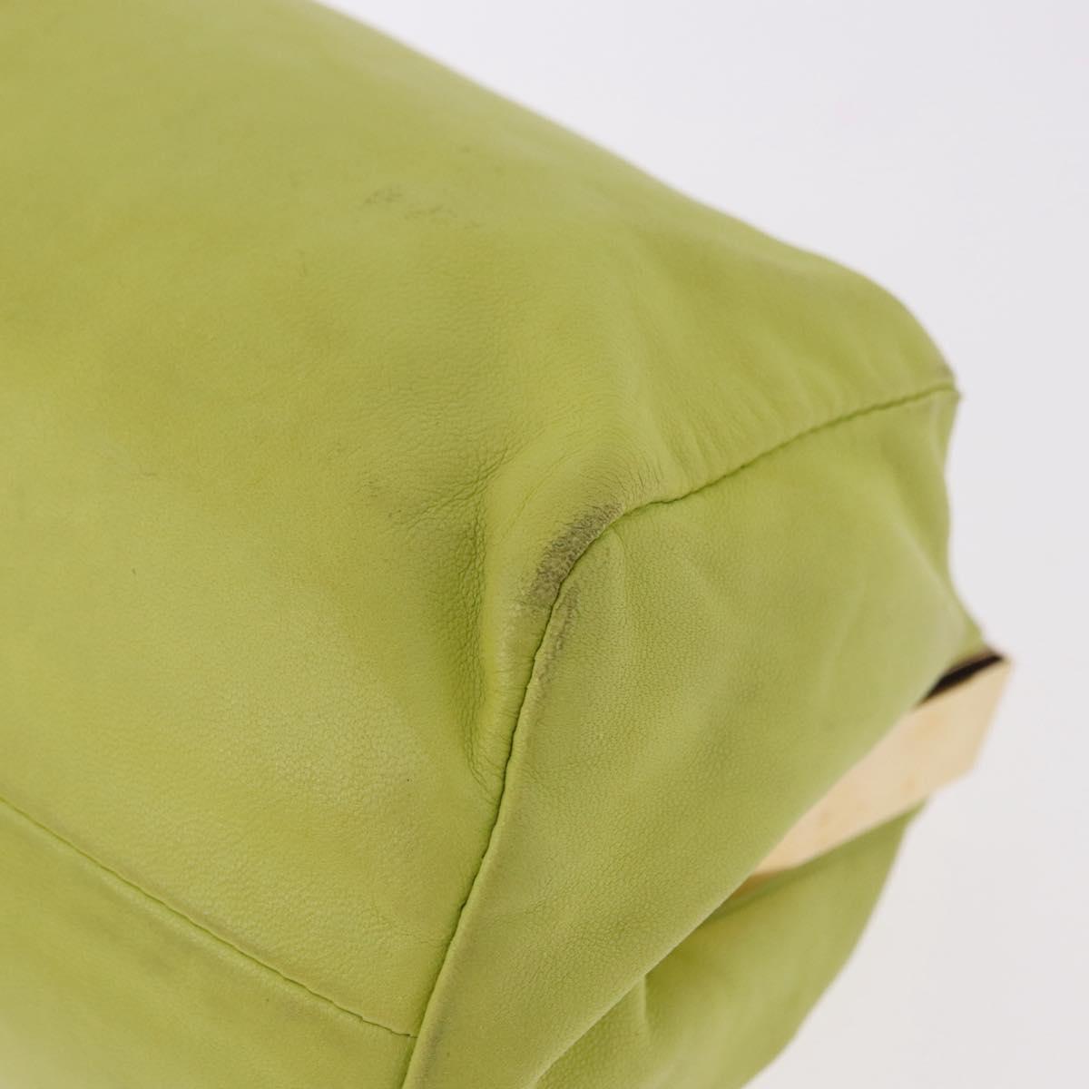 Miu Miu Hand Pouch Leather Green Gold Auth bs35699A