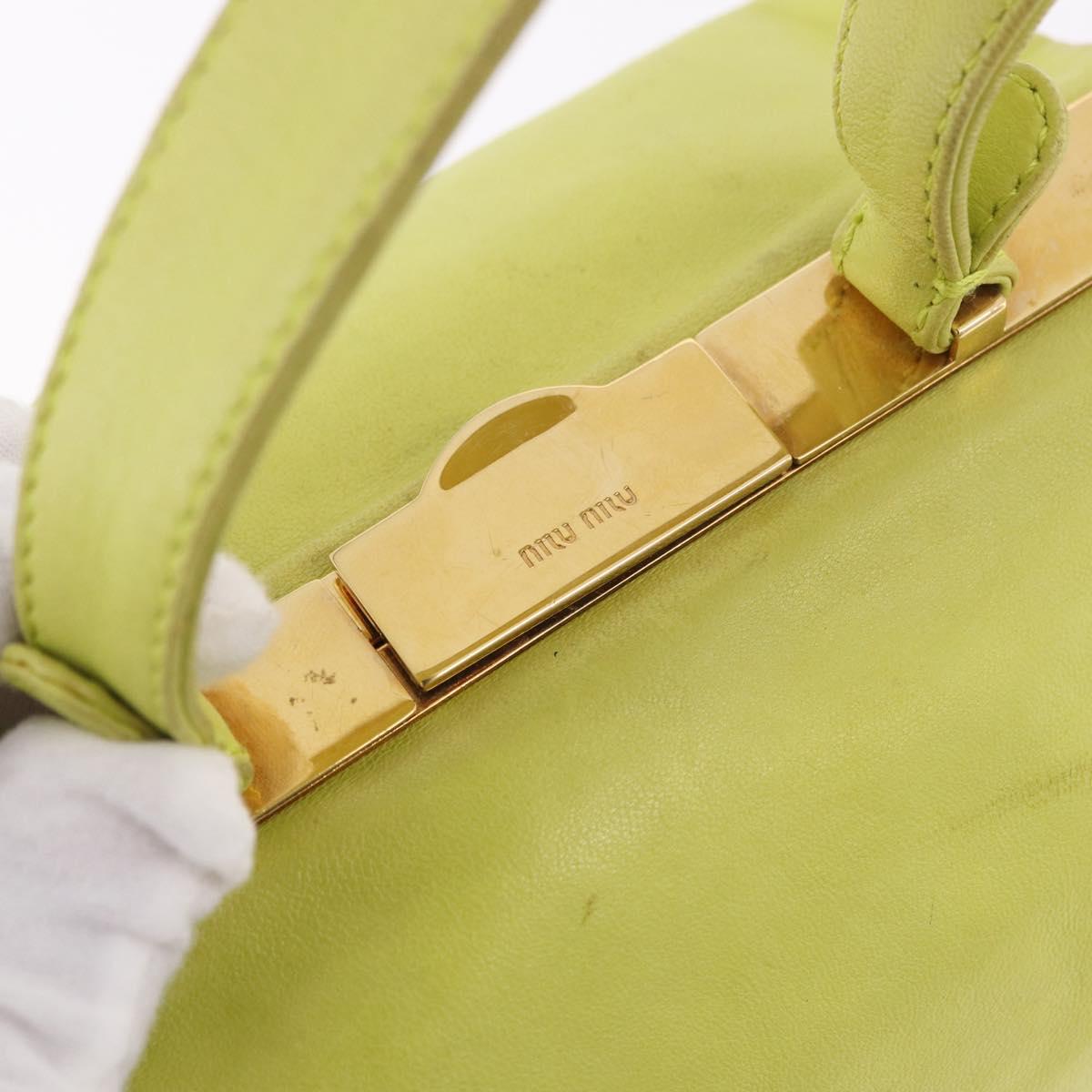 Miu Miu Hand Pouch Leather Green Gold Auth bs35699A