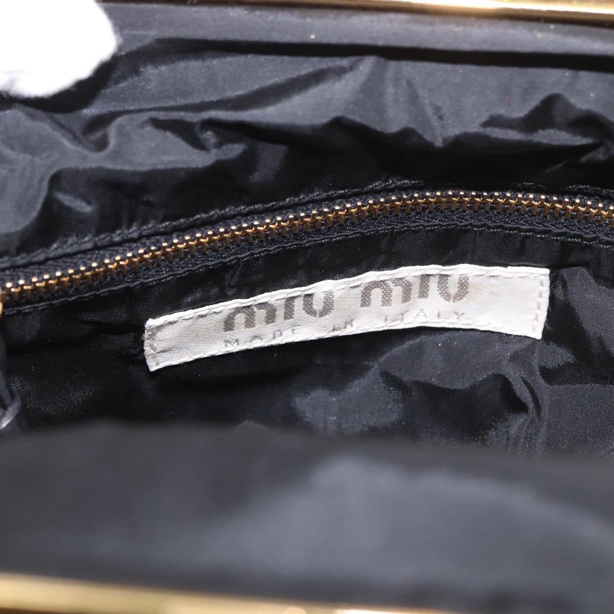 Miu Miu Hand Pouch Leather Green Gold Auth bs35699A