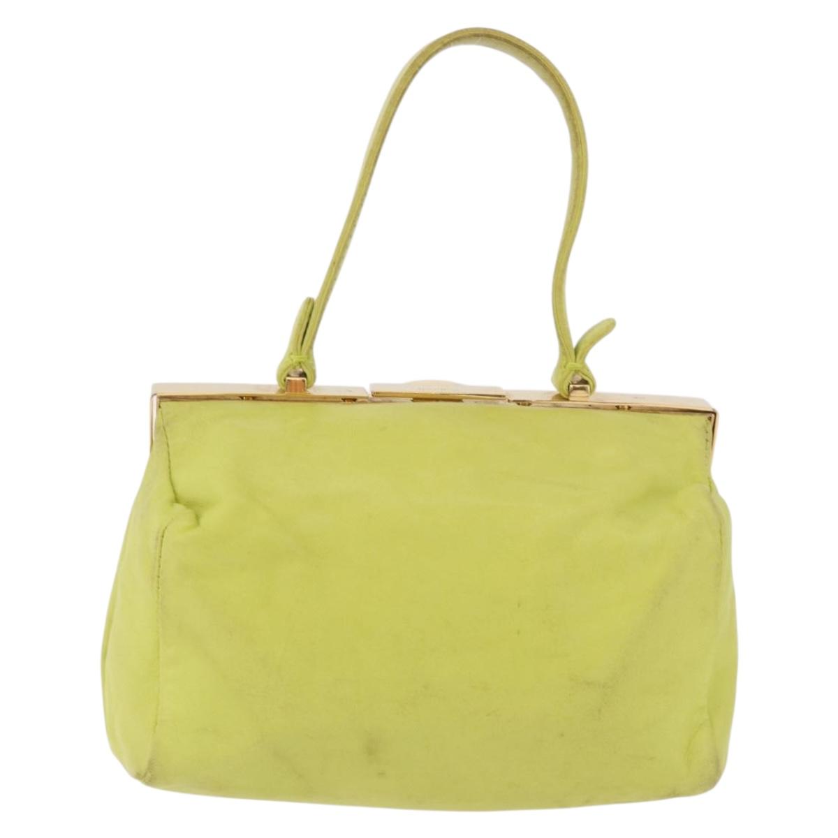 Miu Miu Hand Pouch Leather Green Gold Auth bs35699A