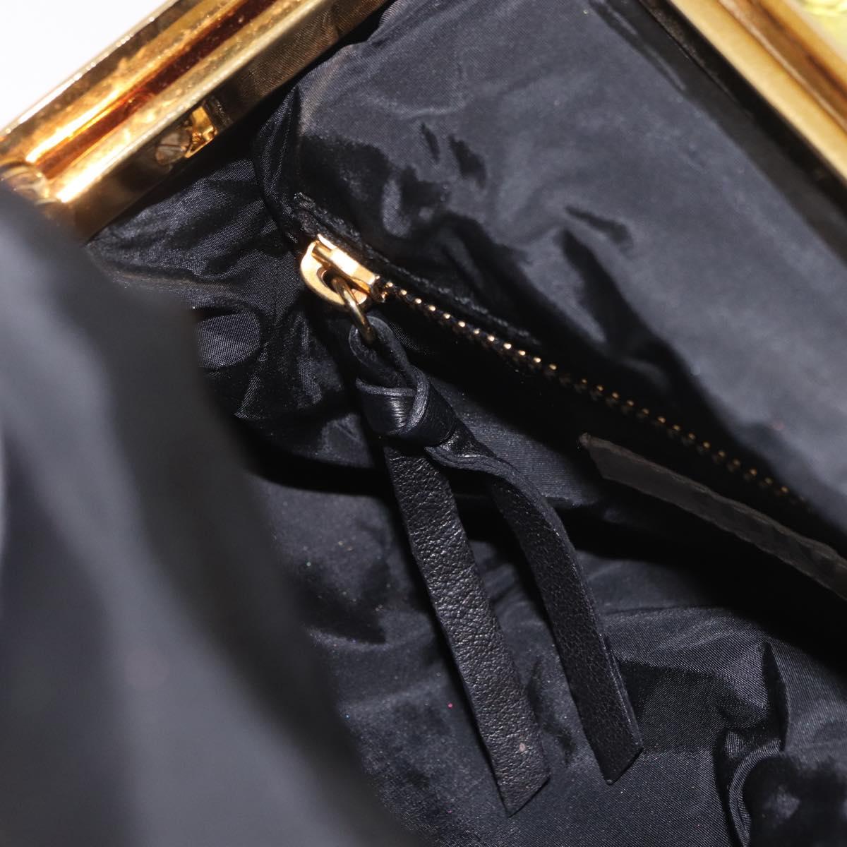 Miu Miu Hand Pouch Leather Green Gold Auth bs35699A