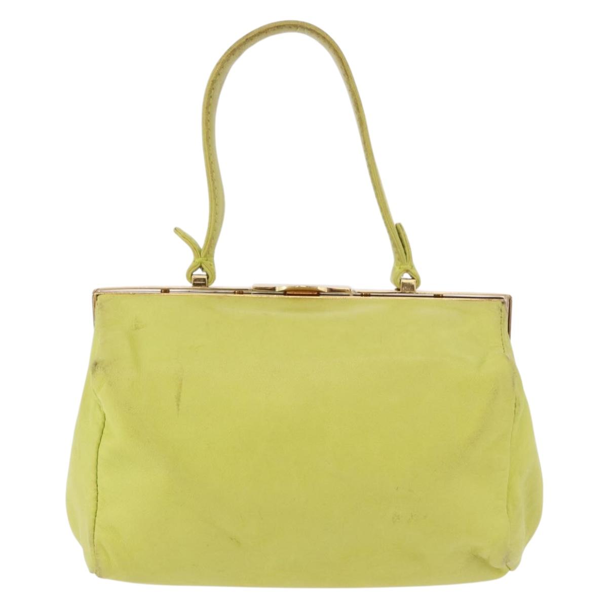 Miu Miu Hand Pouch Leather Green Gold Auth bs35699A