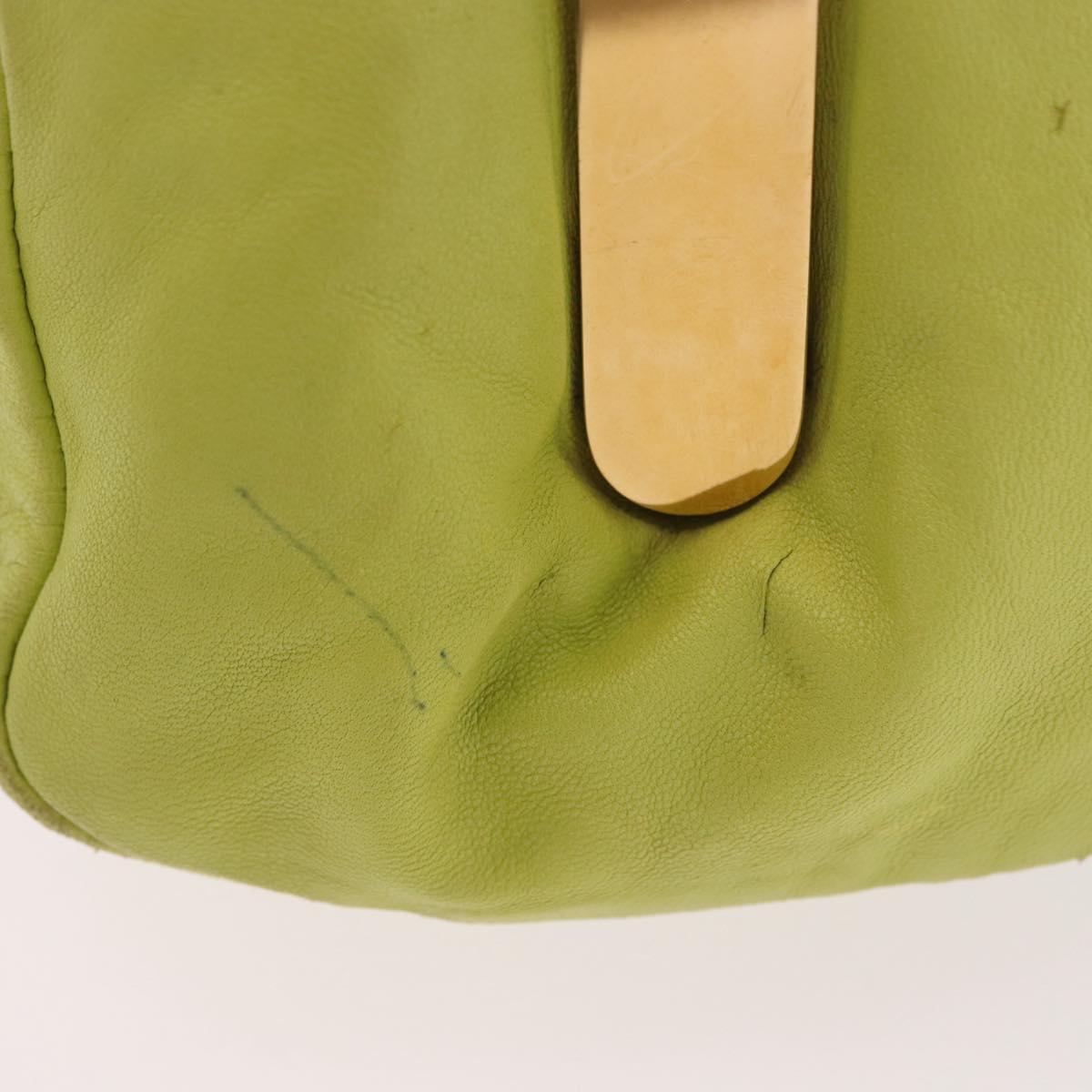 Miu Miu Hand Pouch Leather Green Gold Auth bs35699A