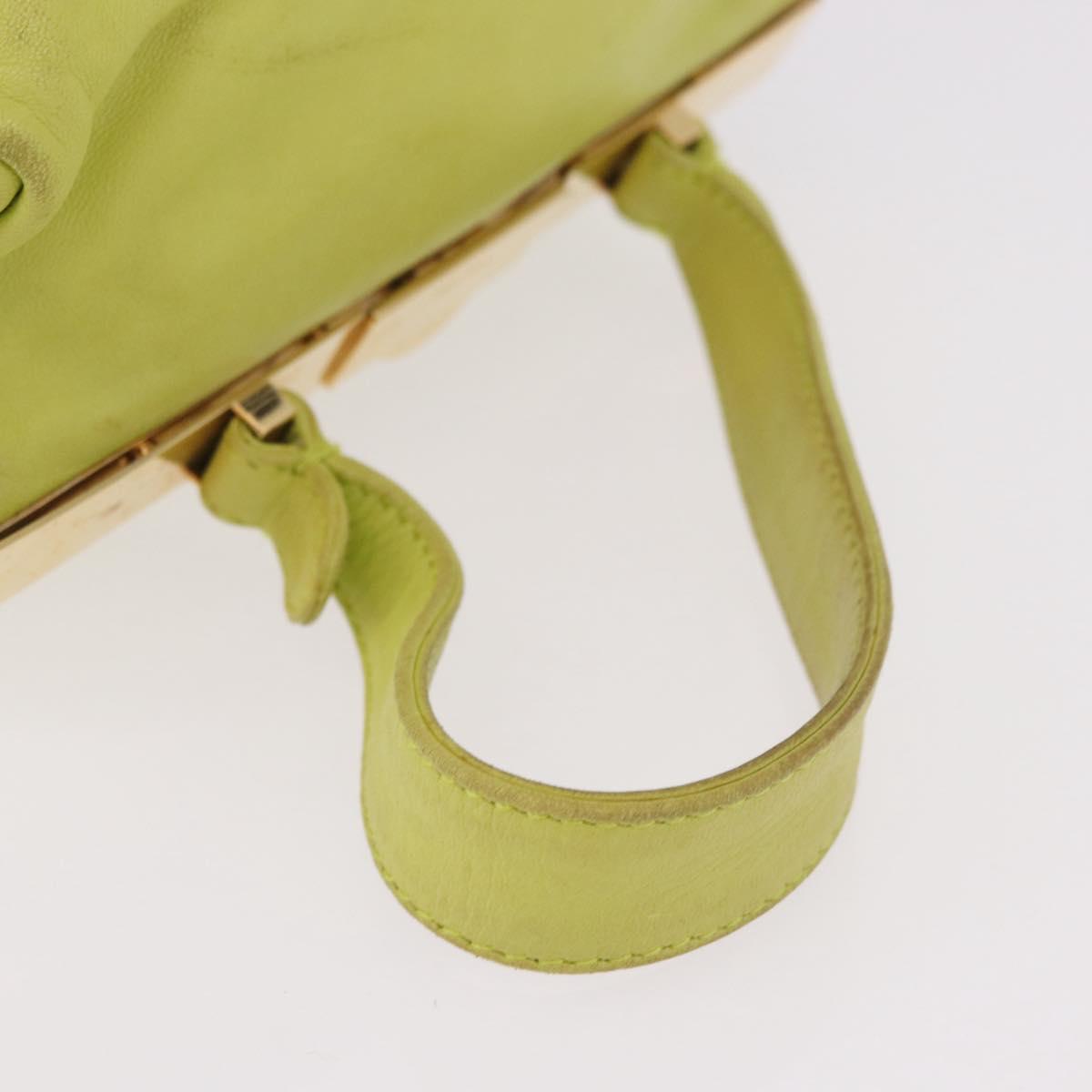 Miu Miu Hand Pouch Leather Green Gold Auth bs35699A