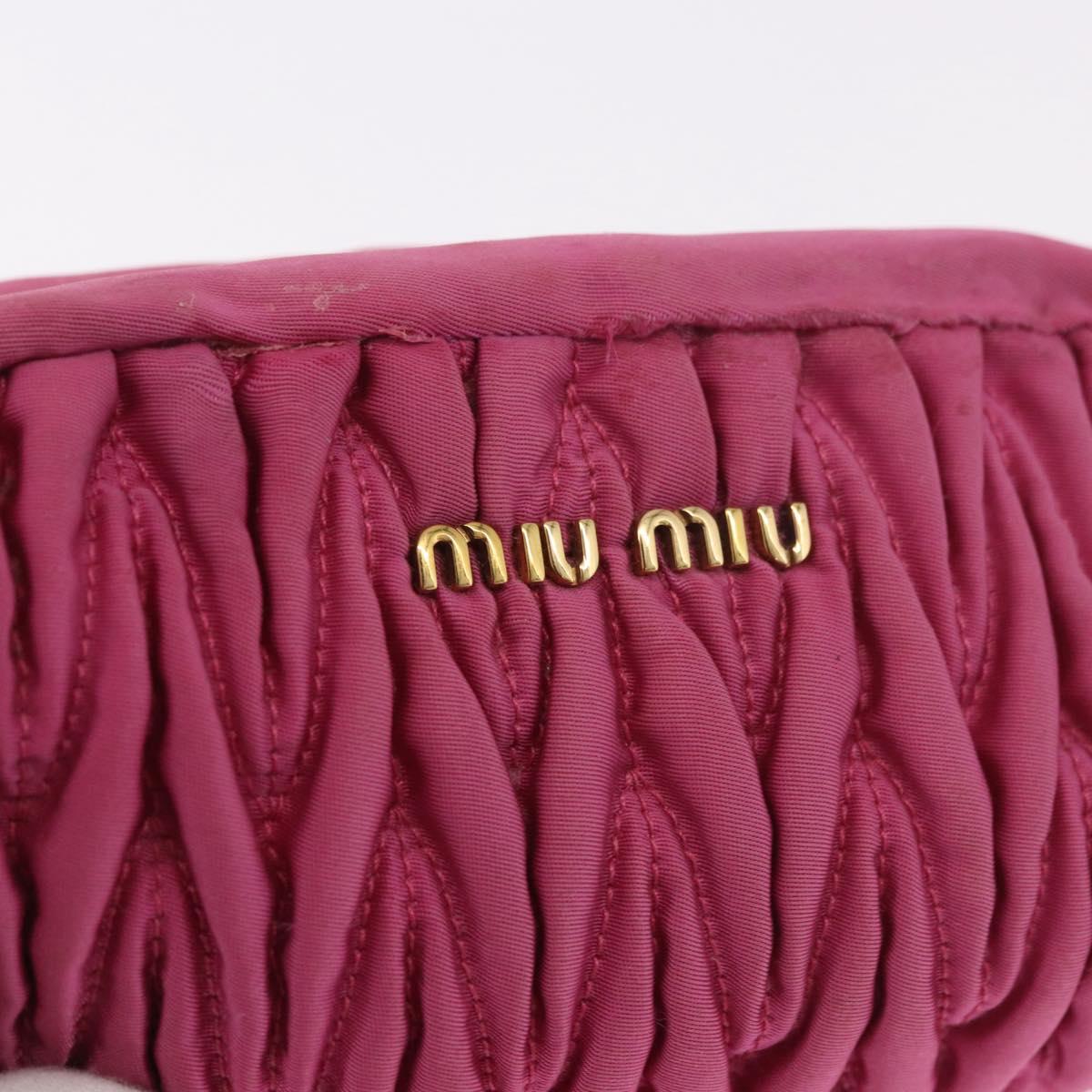 Miu Miu Matelasse Pouch Nylon Pink Gold Auth bs35700