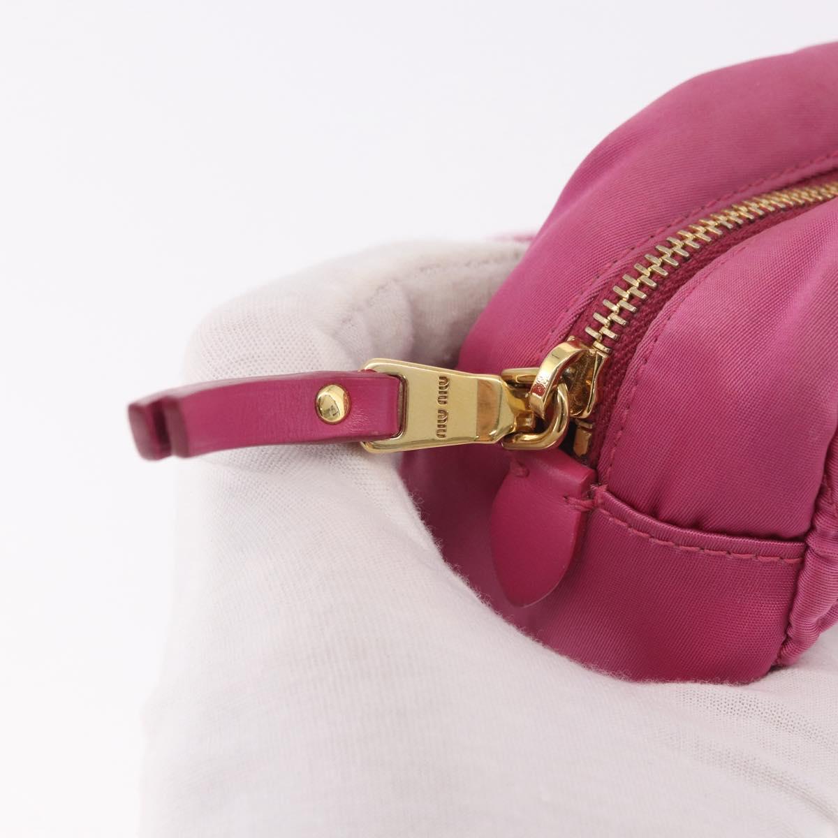 Miu Miu Matelasse Pouch Nylon Pink Gold Auth bs35700