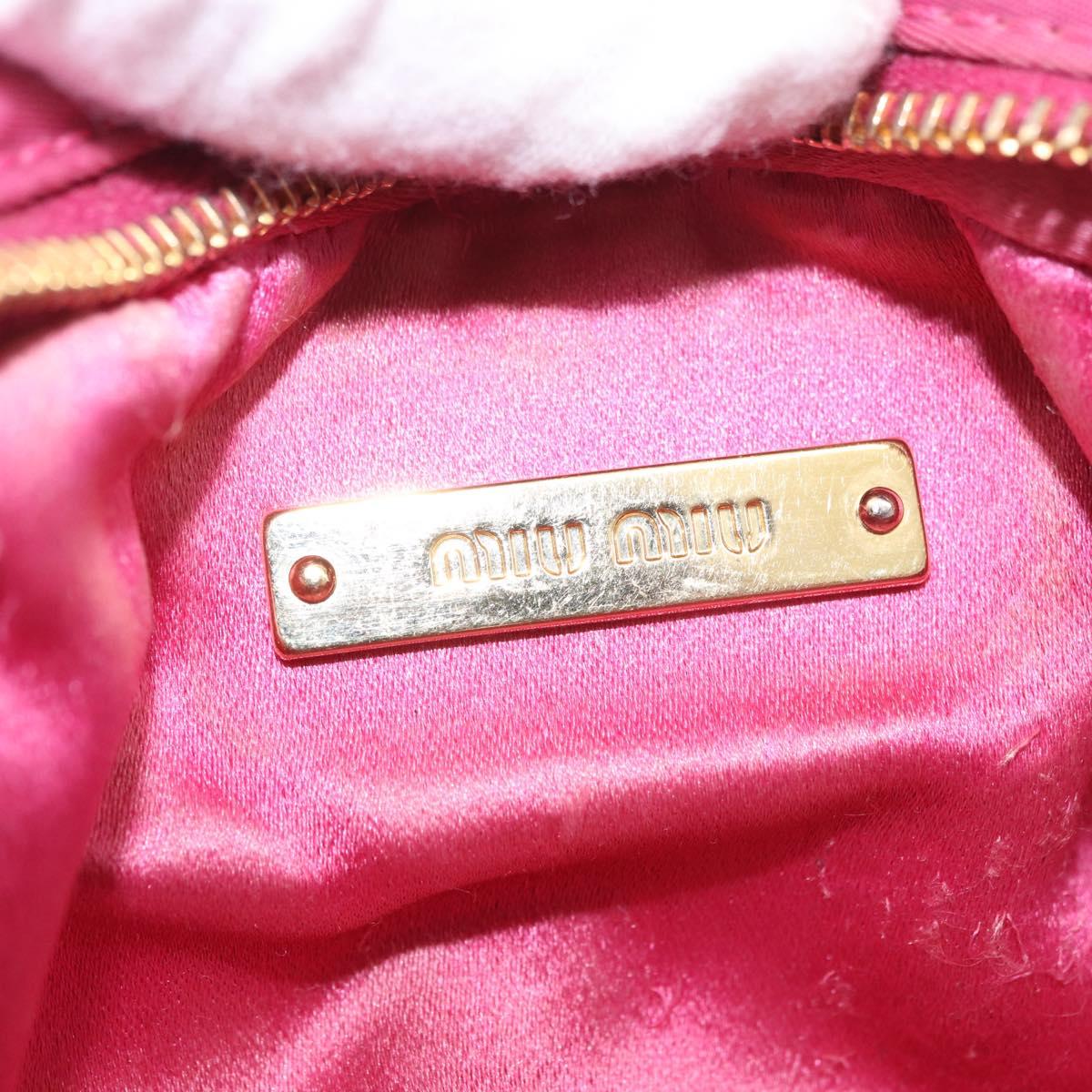 Miu Miu Matelasse Pouch Nylon Pink Gold Auth bs35700