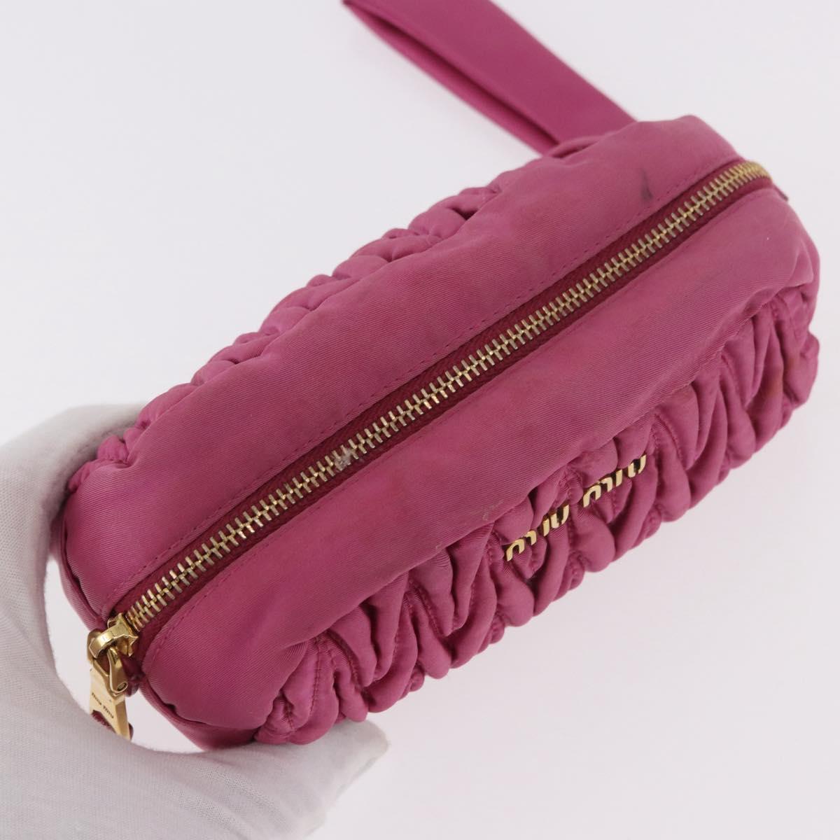 Miu Miu Matelasse Pouch Nylon Pink Gold Auth bs35700